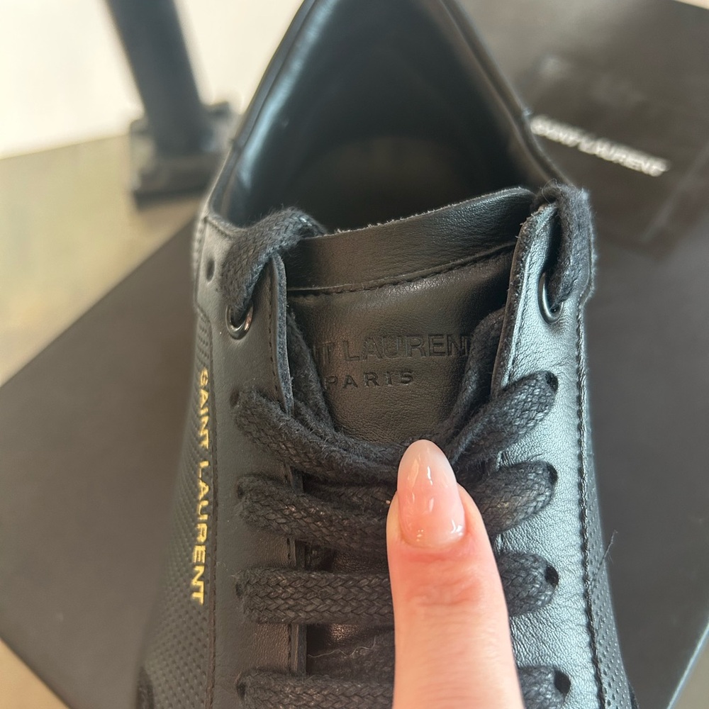 PERFECT CONDITION Yves Saint Laurent Black Perforated Leather Sneakers - Picture 6 of 8